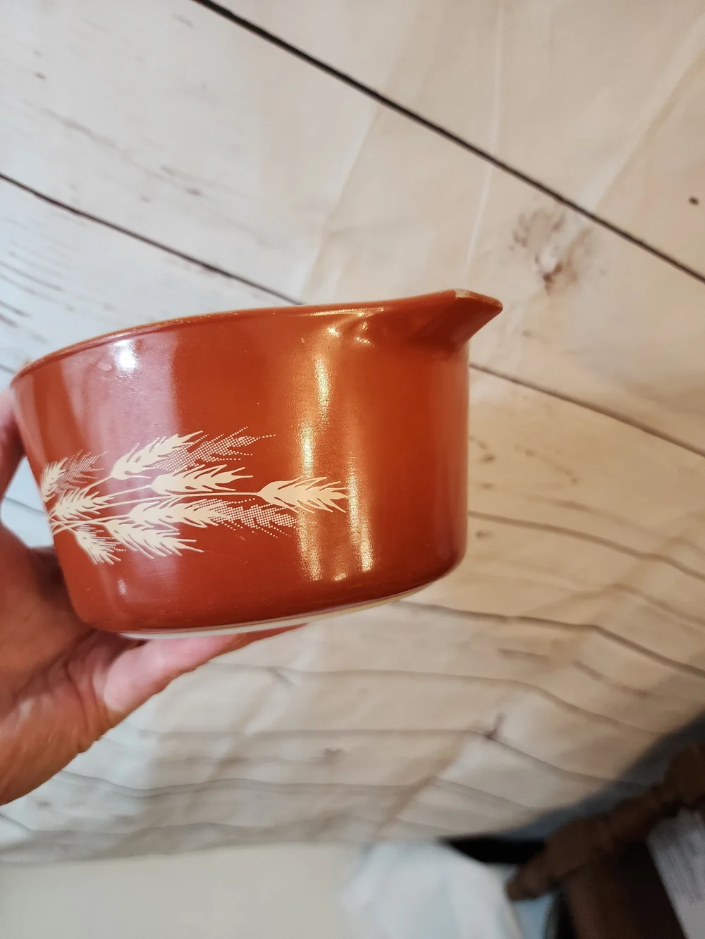Vintage Wheat Pattern Pyrex Serving Bowl in Burnt Orange